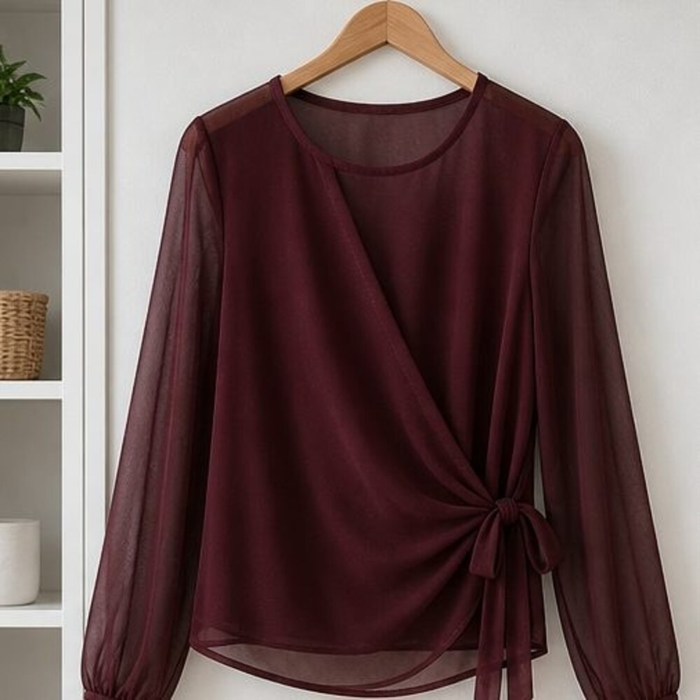 Burgundy Tunic Blouse - Picture 1 of 6